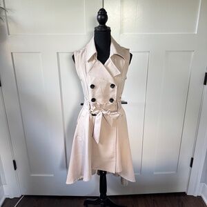 Selfie Leslie Harvard Bow Tie Trench Dress - Tan (S)